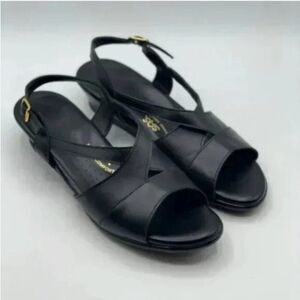 SAS Leather Caress Black Ortho Comfort Sandals Size 9